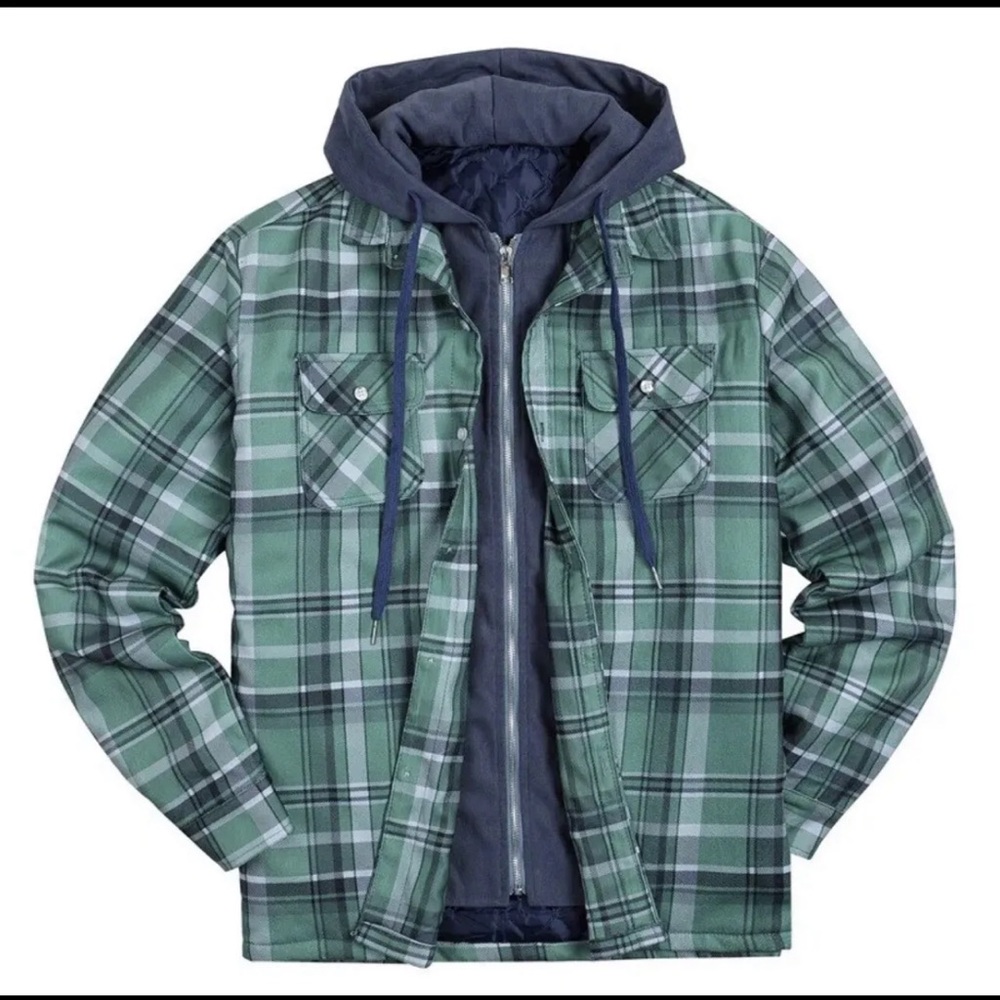 Men Long Sleeve  Hooded & Padded Warm Winter Jacket / Dark Green/ XL